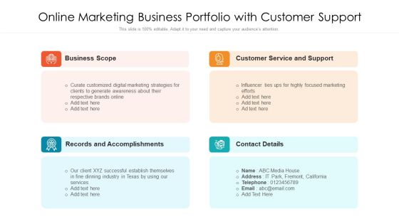 Online Marketing Business Portfolio With Customer Support Ppt Portfolio Graphics PDF Online Marketing Business Portfolio With Customer Support Ppt Portfolio Graphics PDF