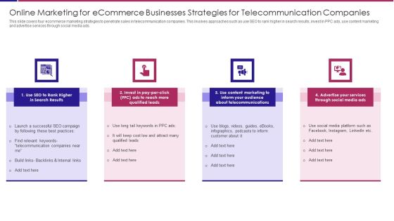 Online Marketing For Ecommerce Businesses Strategies For Telecommunication Companies Sample PDF
