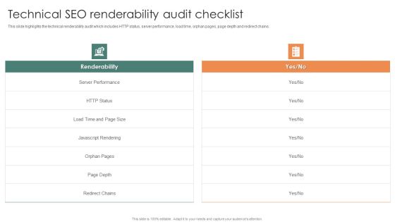 Online Mechanism For Site Technical SEO Renderability Audit Checklist Formats PDF