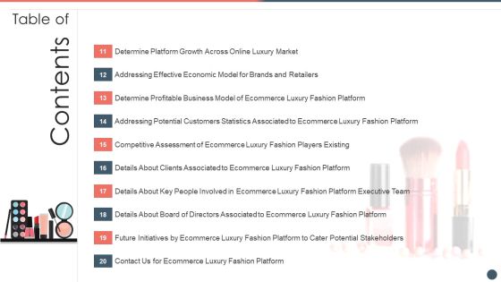 Online Premium Fashion Portal Venture Capitalist Financing Elevator Pitch Deck Table Of Contents Ecommerce Topics PDF Online Premium Fashion Portal Venture Capitalist Financing Elevator Pitch Deck Table Of Contents Ecommerce Topics PDF