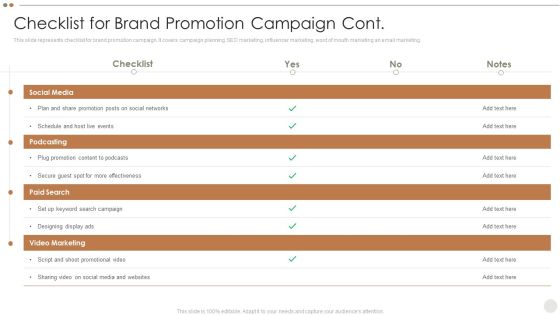 Online Promotional Techniques To Increase Checklist For Brand Promotion Campaign Cont Brochure PDF Online Promotional Techniques To Increase Checklist For Brand Promotion Campaign Cont Brochure PDF