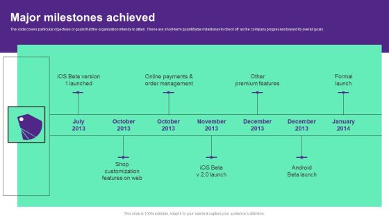 Online Store Investment Pitch Deck Major Milestones Achieved Designs PDF Online Store Investment Pitch Deck Major Milestones Achieved Designs PDF