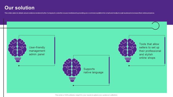 Online Store Investment Pitch Deck Our Solution Introduction PDF