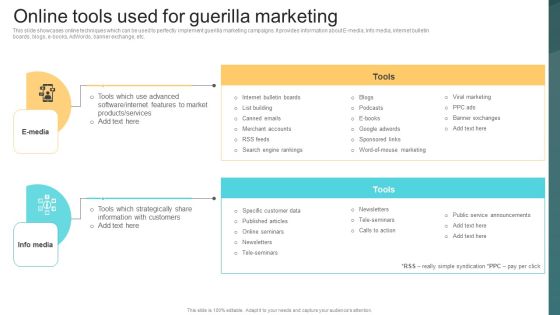 Online Tools Used For Guerilla Marketing Deploying Viral Marketing Strategies Demonstration PDF Online Tools Used For Guerilla Marketing Deploying Viral Marketing Strategies Demonstration PDF