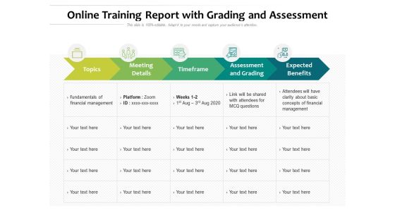 Online Training Report With Grading And Assessment Ppt PowerPoint Presentation File Vector PDF Online Training Report With Grading And Assessment Ppt PowerPoint Presentation File Vector PDF
