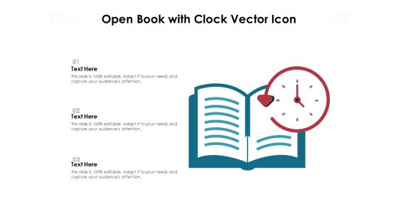 Open Book With Clock Vector Icon Ppt PowerPoint Presentation Summary Clipart Images PDF