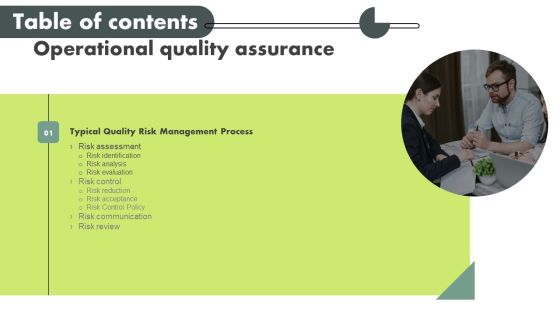 Operational Quality Assurance Table Of Contents Slides PDF