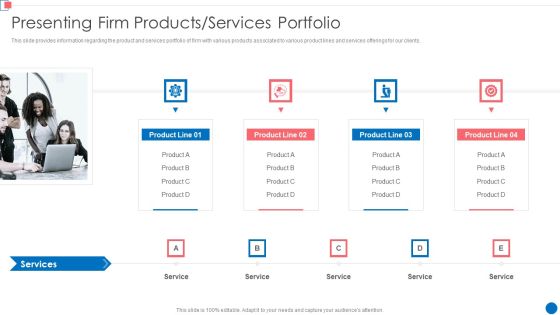 Optimize Enterprise Core Presenting Firm Products Services Portfolio Sample PDF