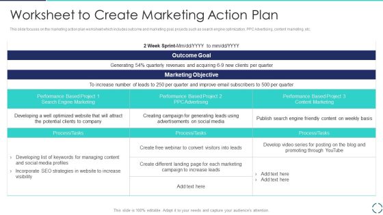 Optimizing E Business Promotion Plan Worksheet To Create Marketing Action Plan Formats PDF