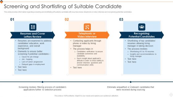 Optimizing Recruitment Process Screening And Shortlisting Of Suitable Candidate Clipart PDF