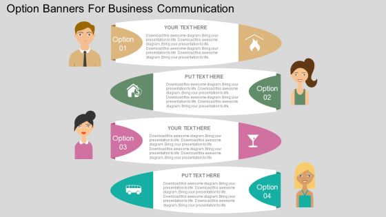 Option Banners For Business Communication Powerpoint Template Option Banners For Business Communication Powerpoint Template