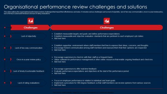 Organisational Performance Review Challenges And Solutions Graphics PDF Organisational Performance Review Challenges And Solutions Graphics PDF