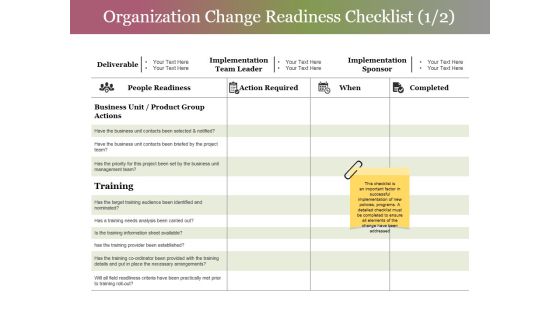 Organization Change Readiness Checklist Template 1 Ppt PowerPoint Presentation Infographics Graphics Download Organization Change Readiness Checklist Template 1 Ppt PowerPoint Presentation Infographics Graphics Download