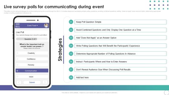 Organization Event Strategic Communication Plan Live Survey Polls For Communicating During Event Summary PDF Organization Event Strategic Communication Plan Live Survey Polls For Communicating During Event Summary PDF
