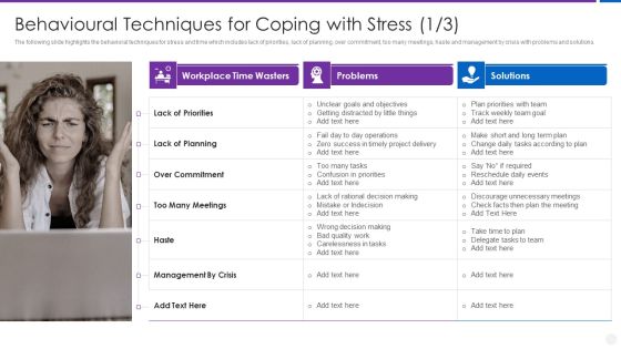 Organization Stress Administration Practices Behavioural Techniques For Coping Template PDF Organization Stress Administration Practices Behavioural Techniques For Coping Template PDF