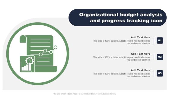 Organizational Budget Analysis And Progress Tracking Icon Structure PDF