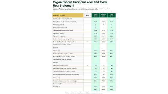 Organizations Financial Year End Cash Flow Statement One Pager Documents Organizations Financial Year End Cash Flow Statement One Pager Documents