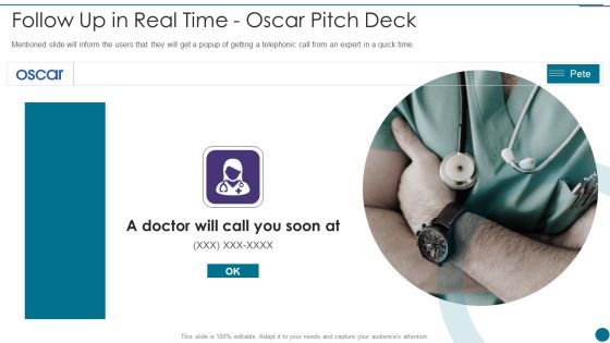 Oscar Capital Raising Pitch Deck Follow Up In Real Time Oscar Pitch Deck Sample PDF
