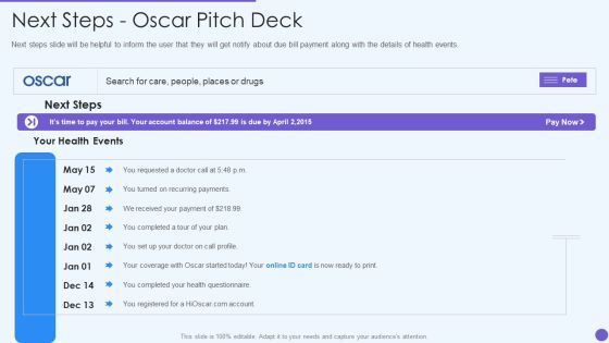Oscar Healthcare Next Steps Oscar Pitch Deck Ppt Inspiration Files PDF Oscar Healthcare Next Steps Oscar Pitch Deck Ppt Inspiration Files PDF