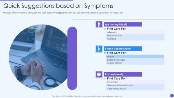 Oscar Healthcare Quick Suggestions Based On Symptoms Ppt Pictures Guide PDF