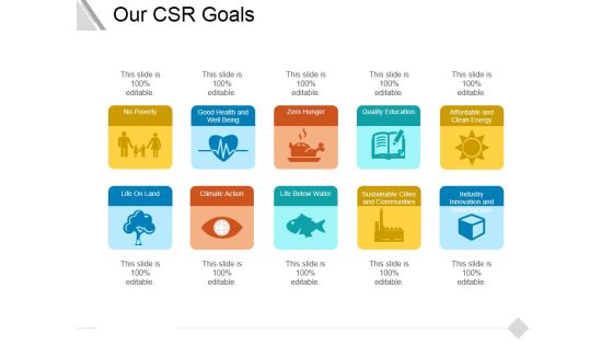Our Csr Goals Ppt PowerPoint Presentation Gallery Master Slide