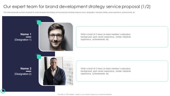 Our Expert Team For Brand Development Strategy Service Proposal Background PDF