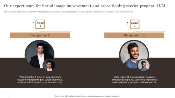 Our Expert Team For Brand Image Improvement And Repositioning Service Proposal Inspiration PDF