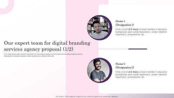 Our Expert Team For Digital Branding Services Agency Proposal Microsoft PDF