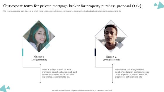 Our Expert Team For Private Mortgage Broker For Property Purchase Proposal Pictures PDF Our Expert Team For Private Mortgage Broker For Property Purchase Proposal Pictures PDF