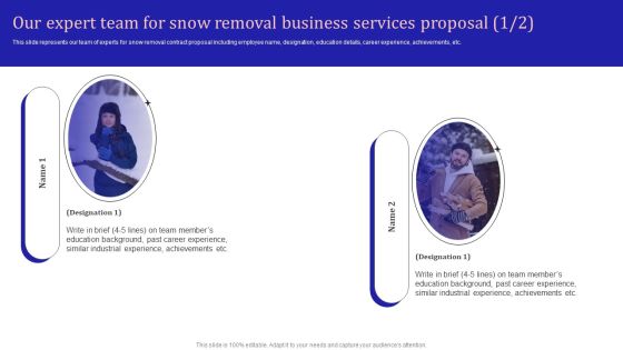 Our Expert Team For Snow Removal Business Services Proposal Portrait PDF