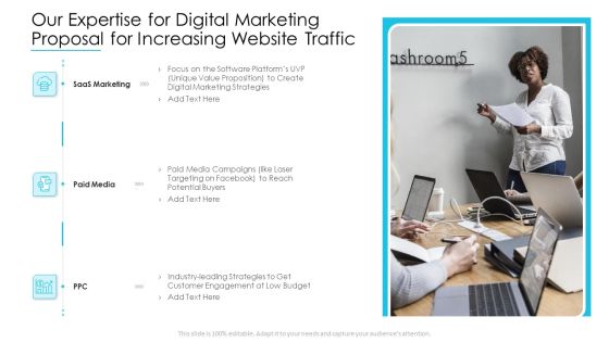 Our Expertise For Digital Marketing Proposal For Increasing Website Traffic Portrait PDF Our Expertise For Digital Marketing Proposal For Increasing Website Traffic Portrait PDF