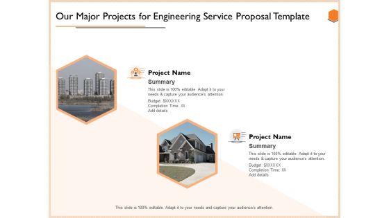 Our Major Projects For Engineering Service Proposal Template Inspiration PDF