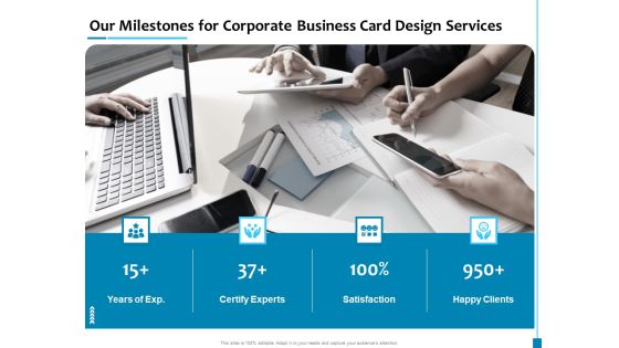 Our Milestones For Corporate Business Card Design Services Information PDF Our Milestones For Corporate Business Card Design Services Information PDF