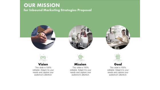 Our Mission For Inbound Marketing Strategies Proposal Ppt PowerPoint Presentation Infographics Model