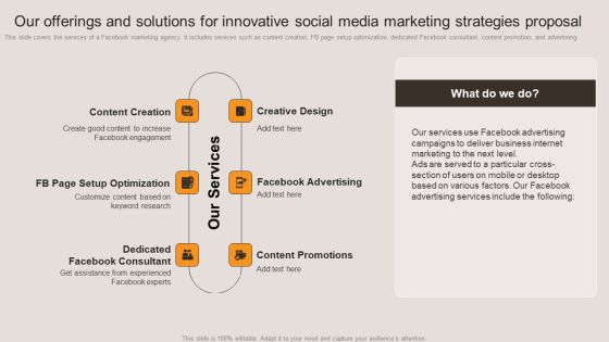 Our Offerings And Solutions For Innovative Social Media Marketing Strategies Proposal Infographics PDF Our Offerings And Solutions For Innovative Social Media Marketing Strategies Proposal Infographics PDF