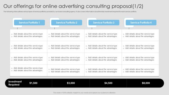 Our Offerings For Online Advertising Consulting Proposal Pictures PDF Our Offerings For Online Advertising Consulting Proposal Pictures PDF