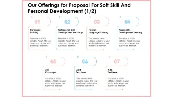 Our Offerings For Proposal For Soft Skill And Personal Development Structure PDF