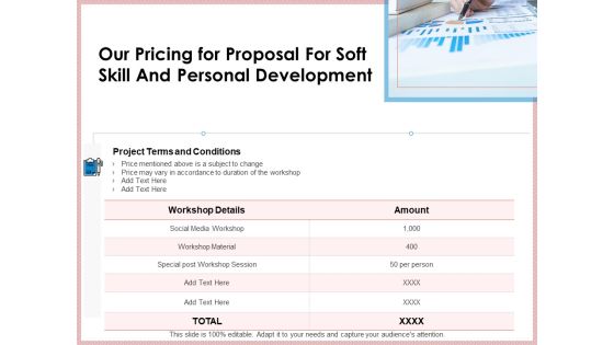 Our Pricing For Proposal For Soft Skill And Personal Development Ppt Gallery Information PDF