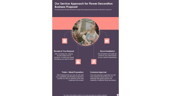 Our Service Approach For Flower Decoration Business Proposal One Pager Sample Example Document Our Service Approach For Flower Decoration Business Proposal One Pager Sample Example Document