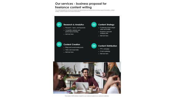 Our Services Business Proposal For Freelance Content Writing One Pager Sample Example Document Our Services Business Proposal For Freelance Content Writing One Pager Sample Example Document