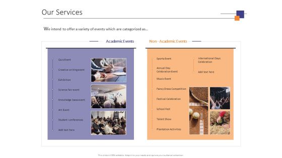 Our Services Celebration Ppt PowerPoint Presentation Show Example Topics
