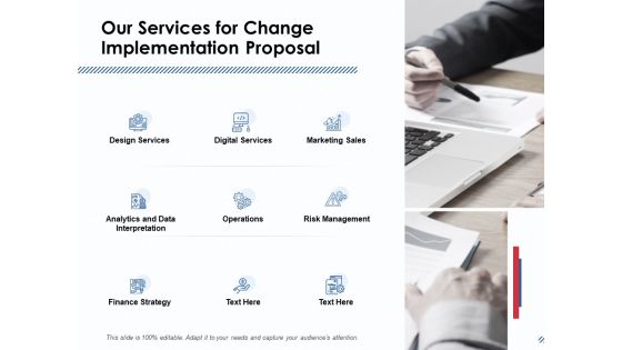 Our Services For Change Implementation Proposal Ppt PowerPoint Presentation Professional Designs Our Services For Change Implementation Proposal Ppt PowerPoint Presentation Professional Designs