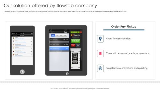 Our Solution Offered By Flowtab Company Slide PowerPoint Presentation PPT Template PDF Our Solution Offered By Flowtab Company Slide PowerPoint Presentation PPT Template PDF
