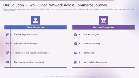 Our Solution Two Sided Network Across Commerce Journey Introduction PDF Our Solution Two Sided Network Across Commerce Journey Introduction PDF