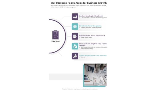 Our Strategic Focus Areas For Business Growth One Pager Documents Our Strategic Focus Areas For Business Growth One Pager Documents