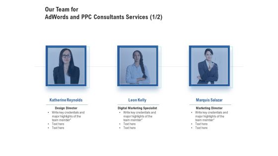 Our Team For Adwords And PPC Consultants Services Pictures PDF