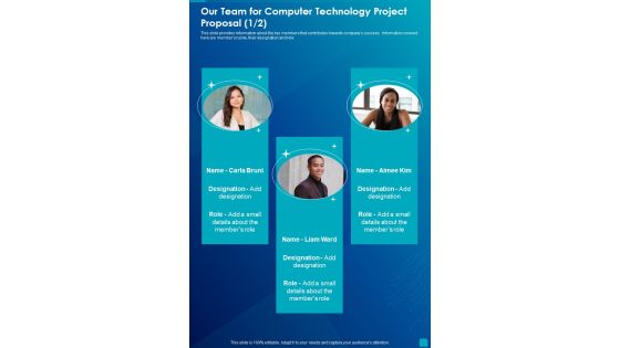 Our Team For Computer Technology Project Proposal One Pager Sample Example Document Our Team For Computer Technology Project Proposal One Pager Sample Example Document