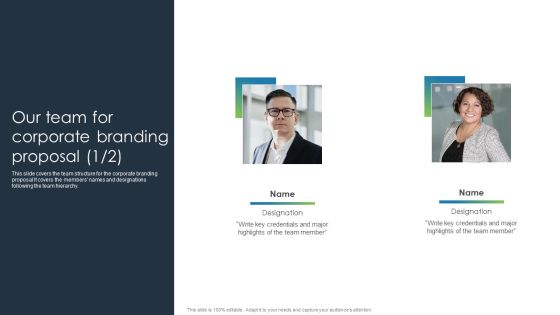 Our Team For Corporate Branding Proposal Rules PDF Our Team For Corporate Branding Proposal Rules PDF
