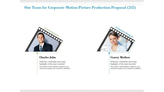Our Team For Corporate Motion Picture Production Proposal Planning Ppt PowerPoint Presentation Portfolio Visual Aids Our Team For Corporate Motion Picture Production Proposal Planning Ppt PowerPoint Presentation Portfolio Visual Aids