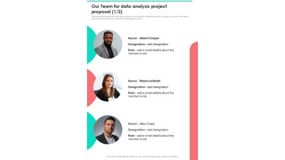 Our Team For Data Analysis Project Proposal One Pager Sample Example Document Our Team For Data Analysis Project Proposal One Pager Sample Example Document